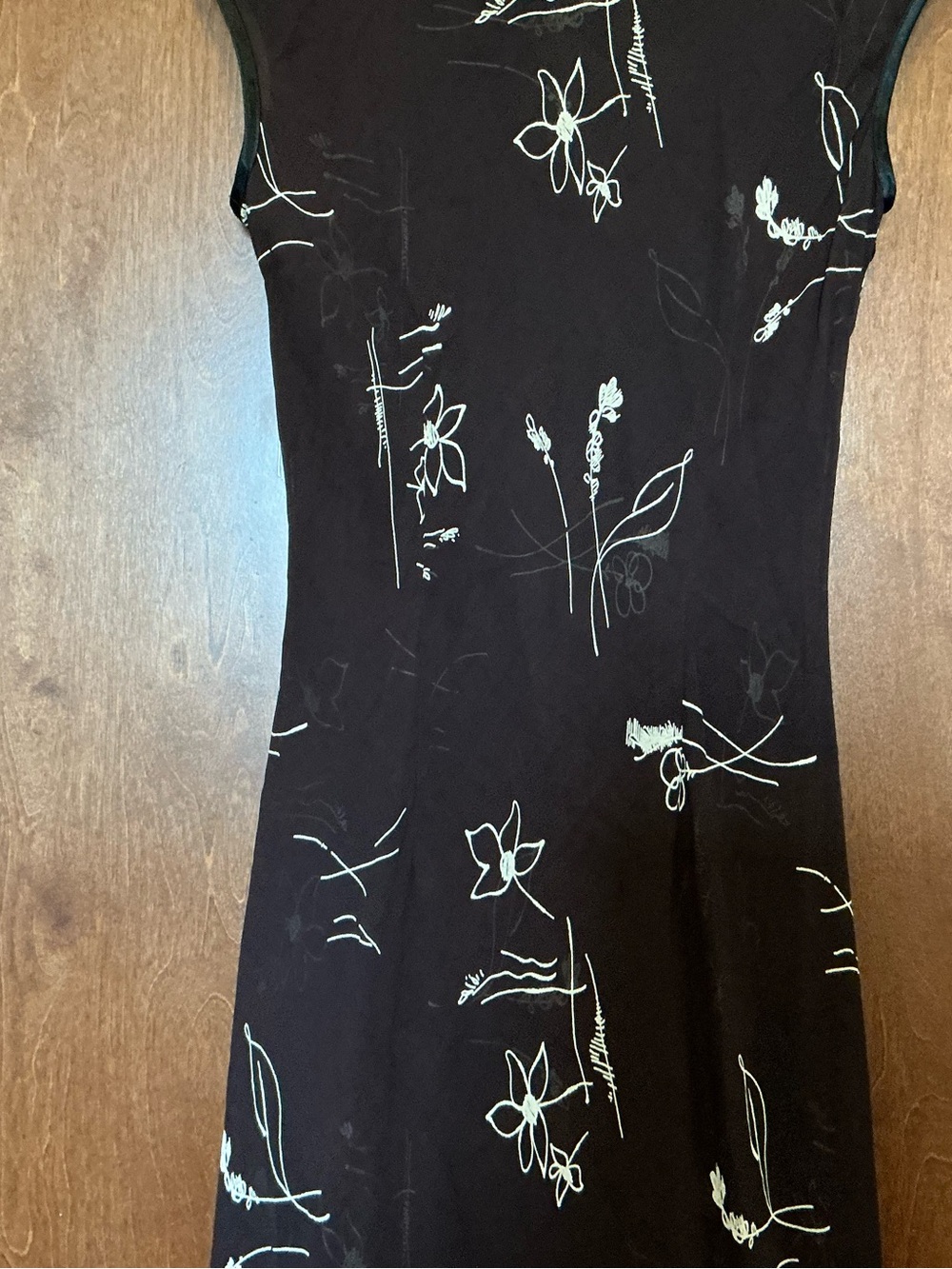 Vintage Ronni Nicole Long Semi Sheer Dress Brown 10 Delicate Flowers Elegant - Picture 5 of 13